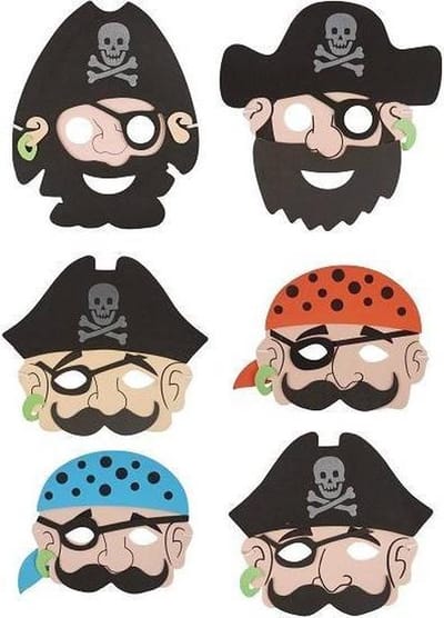 24 Stuks - Mix Piraten Maskers van Foam - Traktatie - Uitdeelcadeautjes - Mix soorten Piraat Maskers - Piraten Feest - Jongens