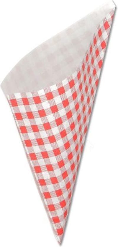 Papieren Frietzak - 10 stuks - Boerenbont - Rode ruitjes - Puntzak - Patatzak - Traktaties