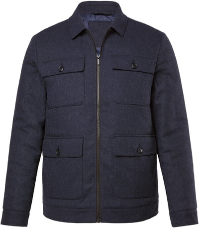 Boston Park - Heren - Jas van een wolmix rits zakken - Navy blauw - Maat 64+