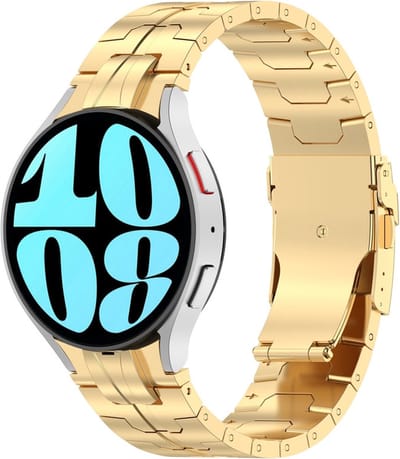 Stalen bandje - RVS - geschikt voor Samsung Galaxy Watch 6 / Watch 6 Classic / Watch 7 / Watch FE - goud