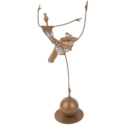 Ballerina Beeldje Elegante Lijnen Gouden Kleur Stabiele Basis Sterk Metaal Balletdanser Beeld voor Familie Kantoor Feest brown