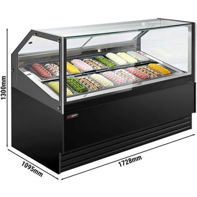 GGM Gastro Eistheke THEO - 1736mm - Umluft - für 18x 5 Liter Eisbehälter - Schwarz