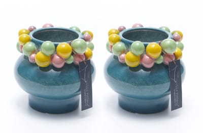 Vaas - Villa Pottery - Woondecoratie - Decoratie - Voorjaar - Porselein - Waterdicht - Piccadilly 2 Blue, 2 stuks
