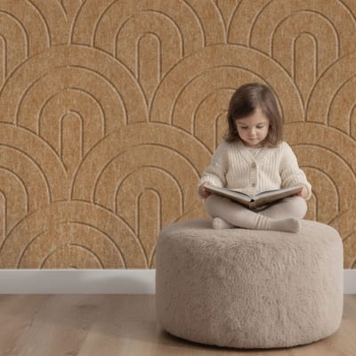 Wandpaneel vilt, waaier, bruin beige – 2950 x 1200 mm | 9mm dik | Verbetert de akoestiek | Eenvoudige montage | Wanddecoratie
