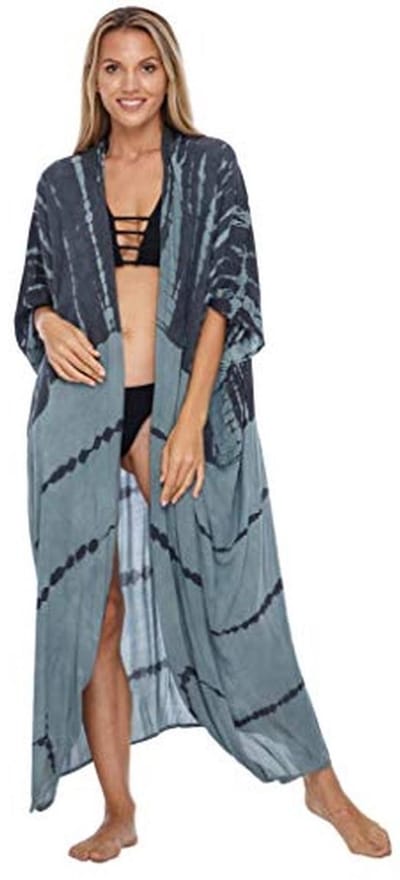 SHU-SHI - Losse Kimono Vest - Casual Beach Cover-up - Tie Dye - Plus Size, Donkergrijs, one size