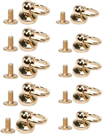 Gouden Ring Rivets en Metalen Knopen voor Tassen en Riemen - 10 Stuks in Twee Maten, Perfect voor DIY Projecten en Accessoires