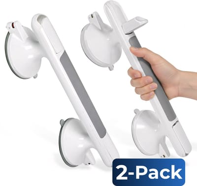 2 Stuks Douche Handgreep met Zuignap - Wandbeugel Badkamer - Toiletbeugel - Douchebeugel - Veiligheidsgreep - Douchegreep zonder boren voor ouderen en kinderen - 130KG trekvermogen - 33CM