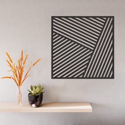 Geometrische Wanddecoratie - Paneel Lijnen Vormen - Dieren - Hout - Wall Line Art - Muurdecoratie - Woonkamer - Slaapkamer - Om Aan De Muur Te Hangen - Zwart - 29 x 29 cm