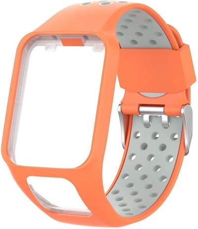 KELERINO. Siliconen bandje geschikt voor TomTom Runner/Spark modellen - Oranje / Grijs