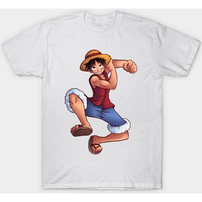 T-shirt Femme Singe D Luffy De One Piece Impression Harajuku Kawaii T-shirt Été Manches Courtes T-shirt Féminin Haut Tee 4XL blanc