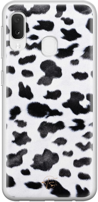 Hoesje geschikt voor Samsung Galaxy A20e - Koeienprint - Soft Case - TPU - Print - Zwart - Mooie Telefoonhoesjes
