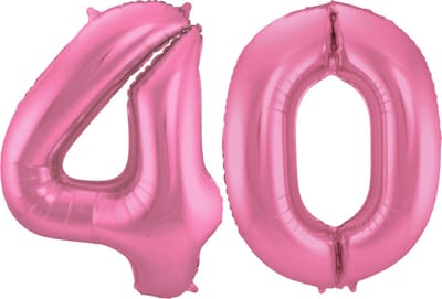 Folat Verjaardag Leeftijd folieballon - 40 jaar - roze - 86 cm - cijferballon groot