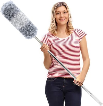 Stofwisser Uitschuifbaar - Microvezel Plumeau - Hoge Oppervlakken Reinigen - Buigbare Kop - Tot 254 cm - Grijs