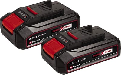Einhell Twinpack 2.5 Ah Accu - Power X-Change - 18 V/Li-Ion - 2x 2.5 Ah accu - Max. vermogen: 750 W - Active Accu Management Systeem