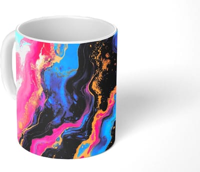 Mok - Koffiemok - Marmer print - Modern - Goud - Mokken - 350 ML - Beker - Koffiemokken - Theemok