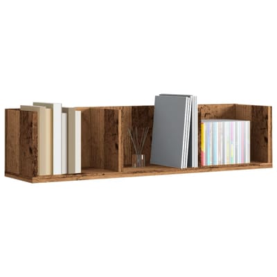 vidaXL - Cd-wandschap - 75x18x18 - cm - bewerkt - hout - oud - houtkleurig