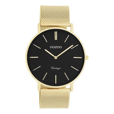 OOZOO Vintage series - goudkleurige horloge met goudkleurige metalen mesh armband - C9912 - Ø44