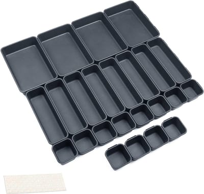 24-delig Scheidingssysteem voor Keuken en Badkamer - Kruidenset met 40 Antislip Bollen en Organizers voor Laden en Kasten