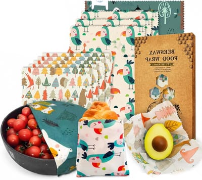 Set van 9 Herbruikbare Bijenwas Doeken van Katoen voor Duurzaam Voedsel Bewaren, Ideaal voor Keuken, Fruit en Snacks, Eenvoudig in Gebruik met Dieren Design