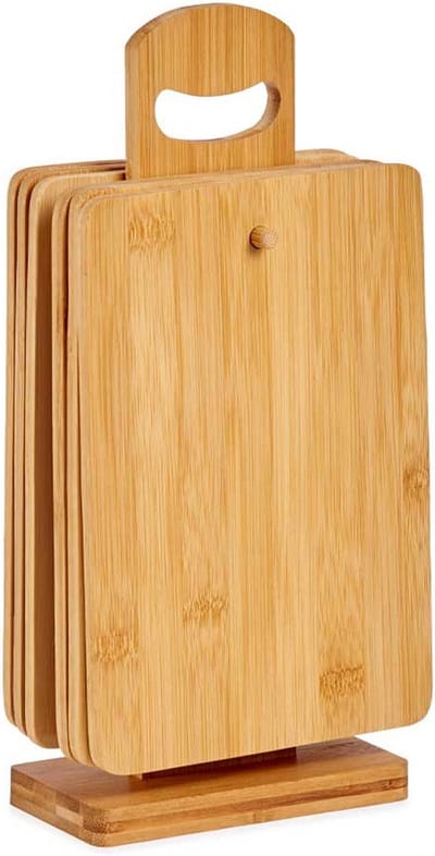 Arte R bamboe houten broodplanken - 6x stuks - serveerplanken - met houder - snijplanken - ontbijten - 22 x 14 cm