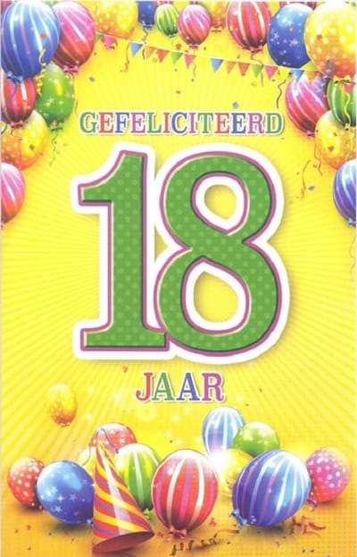 Wenskaart Gefeliciteerd 18 Jaar - D15813 - Luxe verjaardagskaart - 12x17cm - Gevouwen Wenskaart inclusief envelop - Leeftijdskaart