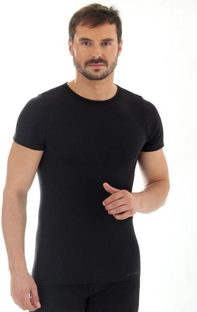 Brubeck Comfort | Heren Ondergoed - Ondershirt Korte Mouw Naadloos met Merino Wol -  Zwart - M