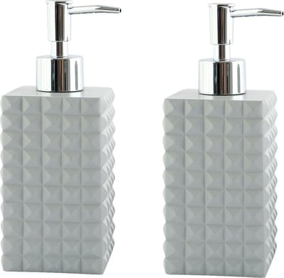 MSV Zeeppompje/dispenser - 2x - Kubik - kunststeen - wit - 7 x 17 cm - 270 ml