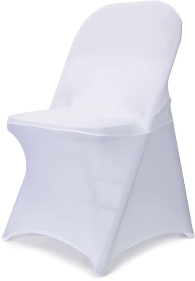 Spandex Folding Chair Covers Upgraded 10 PCS Universal Stretch Washable Fitted Chair Slipcovers Protector for Wedding, Holidays, Banquet, Party, Celebration (White)