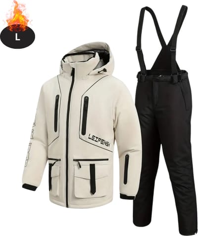 Bovista Skipak - SkiBroek - Skijas - Ski Suit - Wintersport - Heren - 2-Delig - Beige- Maat L