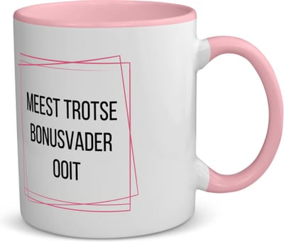 Akyol - meest trotse bonusvader ooit koffiemok - theemok - roze - Papa - trotse bonusvader - vader cadeautjes - vaderdag - verjaardagscadeau - verjaardag - cadeau - geschenk - kado - gift - vader artikelen - 350 ML inhoud