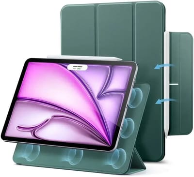 ESR Rebound Magnetic Hoes Geschikt voor Apple iPad Air 13 (2024/2025) / Pro 12.9 (2020/2021/2022) - Magnetische Book Case - Standaard - Sleep/Wake Functie - Groen