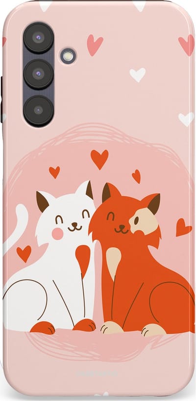 Casetastic Hoesje Geschikt voor Samsung A25 - Stijlvolle Beschermende Duo-layer Case - Romantische Katten Liefde
