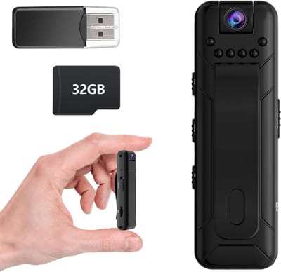 MKSS® Bodycam - Action Cam - Bewegingsdetectie - 180º Draaibare Lens - Bodycam Politie - Spycam - Full HD - Zwart