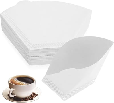 V-vormige koffiefilterpapier voor 1-2 kopjes, ideaal voor koffiezetapparaten en filtercups, 100% wit en duurzaam