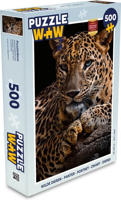 Puzzel Wilde dieren - Panter - Portret - Zwart - Dieren - Legpuzzel - Puzzel 500 stukjes
