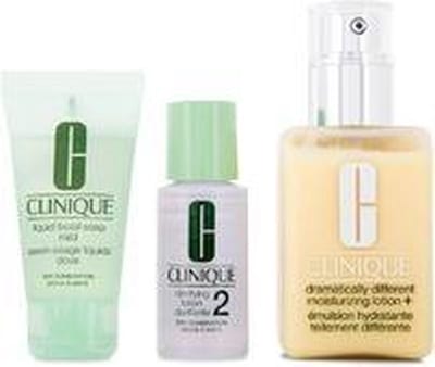 Clinique Dramatically Different Moisturizing Lotion+ Zestaw 125ml Dramatically Different Moisturizing Lotion + 30ml Clarifying Lotion 2 + 30ml Liquid Facial Soap Mild (w)
