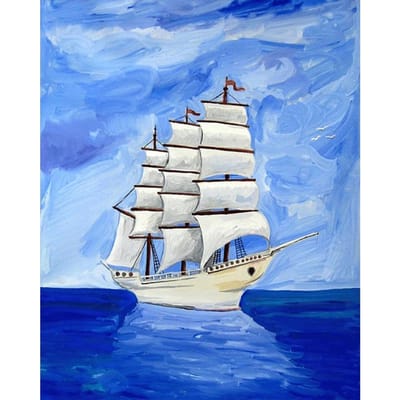 Home Decor DIY 5D Diamantborduurwerk Zeilboot op zee Kruissteekset Hobby Craft 20X30CM white