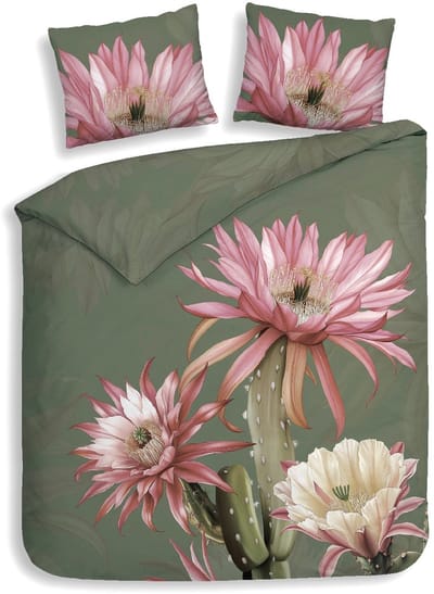 Heckettlane Dekbedovertrek Mesa - Forest Green - Dekbedovertrek van 100% Katoen-Satijn - Dekbedovertrek 260x200-220 cm - Lits-Jumeaux XL - Santa Fe