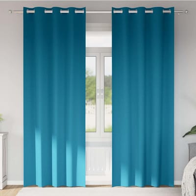 vidaXL Zwart-out Gordijnen met Ringen 2 st Turquoise 245 x 140 cm