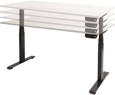 Dextro plus zit/sta 200x90cm, electrisch hoogte verstelbare werkplek, T-poot frame. Frame kleur aluminium (RAL9006) en blad Lichtgrijs