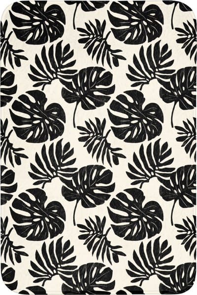 Badmat 60x90 cm - Antislip - Modern - Monstera - Zwart - Badmatten voor badkamer - Badkamermat - Douchemat - Badkamer mat