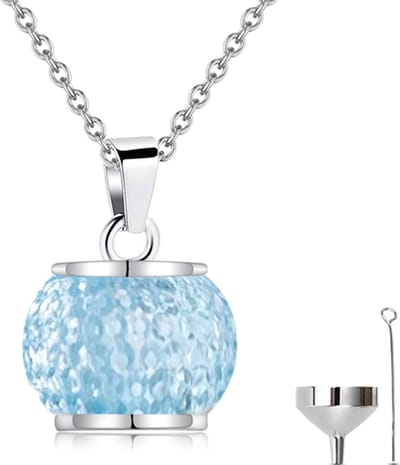 Luxe Ashanger - met Ketting (55 cm) - Voor As, Haren of Parfum - Assieraad - As Ketting - Gedenksieraad - Urn - As Hanger - Incl. As vuller en Opbergzakje - Intense Blue