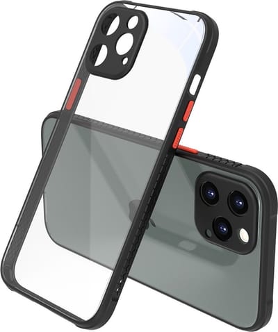 Peachy Clear kunststof hoesje geschikt voor iPhone 12 Pro Max - transparant met zwart
