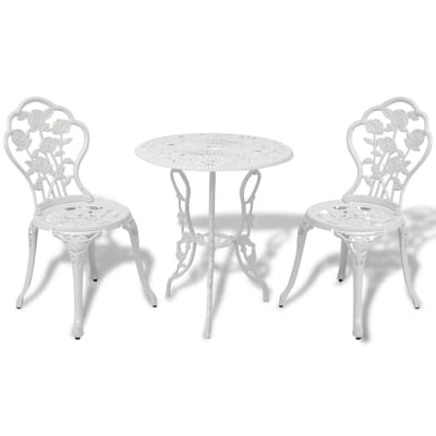 vidaXL - 3-delige - Bistroset - gietaluminium - wit