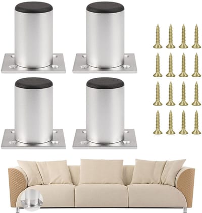 Dailygoods- Meubelpoten Verstelbaar 6 cm - Meubelpoten Set van 4 - Meubelpoten Aluminiumlegering - Antislip Rubberen Pads - Waterdicht en Roestvrij - Kastpoten