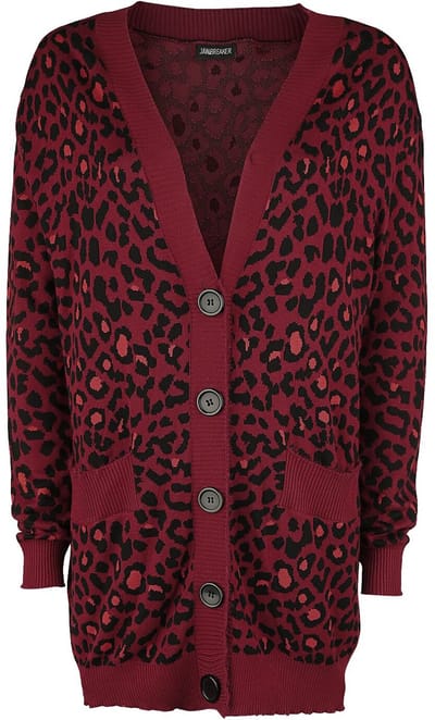 Jawbreaker Maneater Red Leopard Print Oversized Cardigan Cardigan rood-zwart L