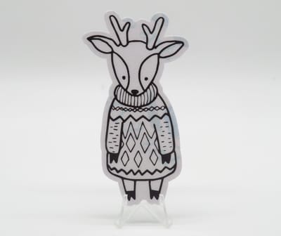 Winter Rendier Sticker - Dieren in het Dagelijks Leven | Vera's Arts & Dice | Schattige Stickers - Handgemaakte Stickers - Journaling - Bullet Journal - Scrapbooking - Leuke Stickers - Laptop Sticker - Telefoon Sticker