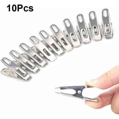10/20 Stuks Roestvrij Staal Kledingknijpers Wasclips Huishoudelijke Kleding Afsluitclip Winddichte Clips Ophangpinnen Metalen Clips Klemmen gray