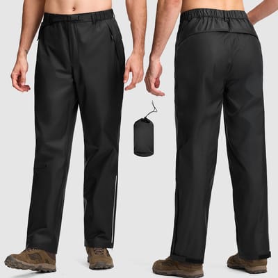 BUBW Outdoor Broek Mannen - Regenbroek - Winddichte Wandelbroek - Inclusief Opbergtas - Outdoor Hiking Winterbroek - Waterdichte - Maat M - Zwart