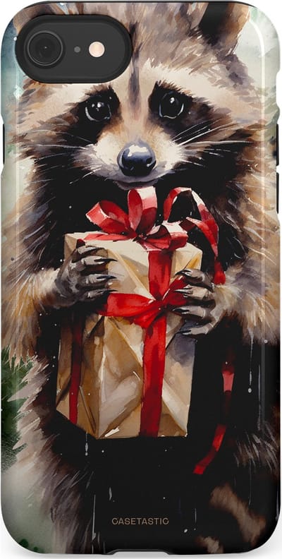 Casetastic hoesje geschikt voor Apple iPhone SE / Apple iPhone 7 / Apple iPhone 8 - Dubbellaagse bescherming - Winter Wasbeer Presentje - Fashion Case - Zwart Grijs Taupe